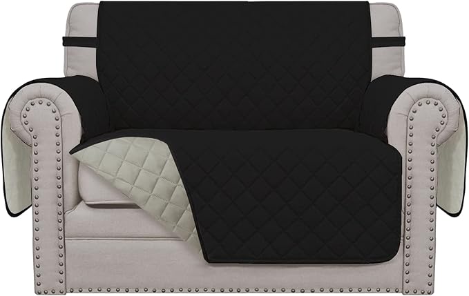Easy-Going Reversible Couch Cover, Oversized Chair, Black/Beige | Machine Washable Slipcover For Dogs, Water Resistant Furniture Mat For Living Room, Non-Slip Sofa Cover, Pet Friendly by Easy-Going