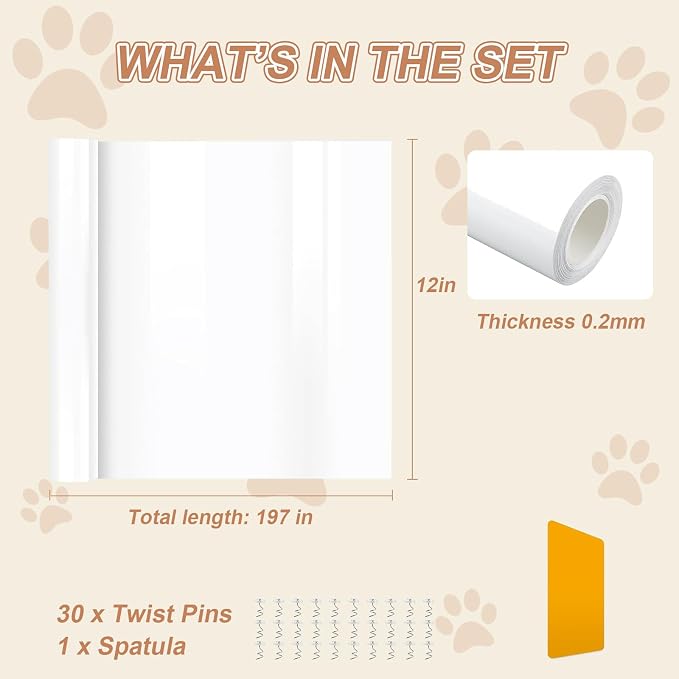 Door Protector from Dog Scratching, 197"x12" Anti Cat Scratch Furniture Protector, Single-Sided Sticky Thicken Vinyl Couch Protector from Cat Claws for Furniture Sofa Door Walls (30 Pins) - Image 5