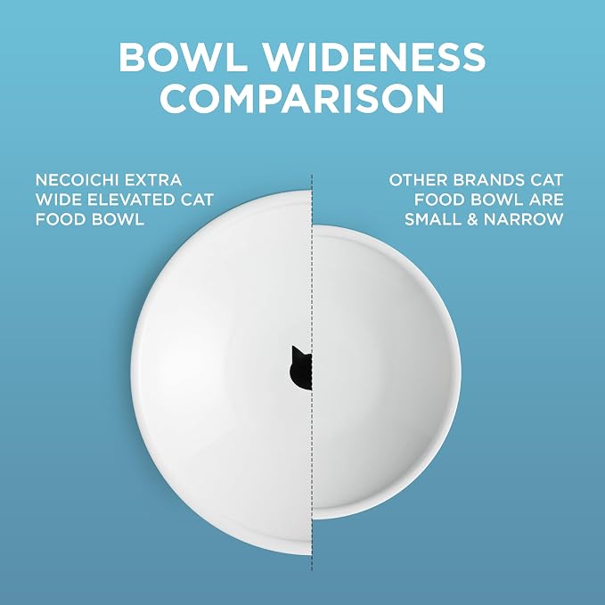 Necoichi Ceramic Extra-Wide Elevated Cat Food Bowl (Cat, Extra Wide) - Image 3