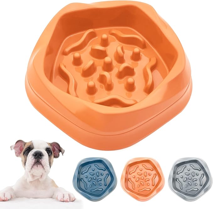 VANNON Slow Feeder Dog Bowls Non Slip Puppy Bowl Durable Dog Puzzle Feeder Bloat Stop Food Bowls for Puppy and Small Dogs, BPA Free, 2 Cups, Orange by Vannon