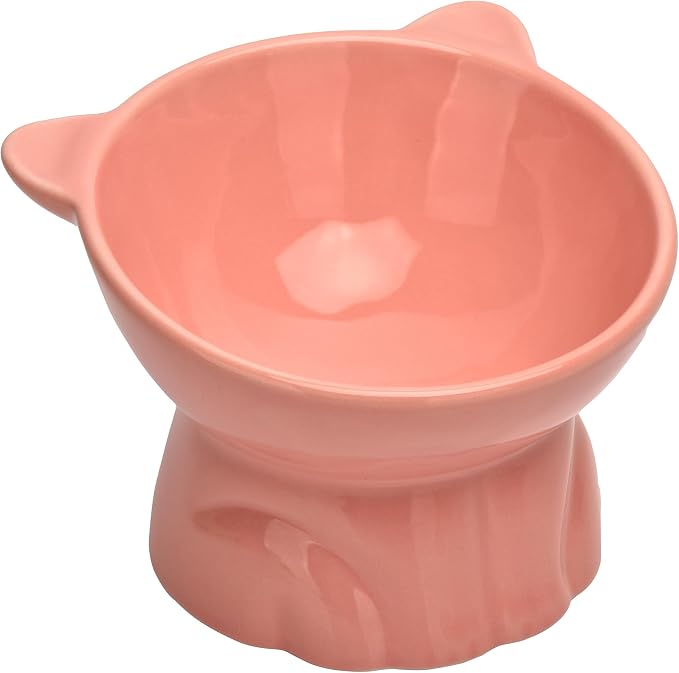 Elevated Cat Food Bowl,9 Oz Ceramic Raised and Tilted Water Bowl,Anti Vomiting and Protect Pets Spines Dishes for Fat Faced Cat, Indoor Cats,Kitten,Small Dog (Yellow) - Image 7