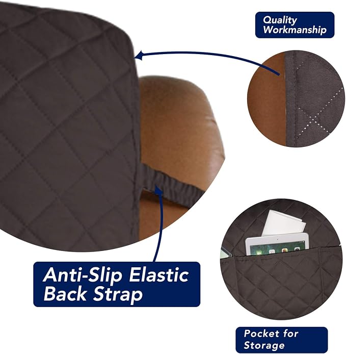 PureFit Reversible Quilted Oversized Recliner Sofa Cover, Water Resistant Furniture Protector, Washable Couch Cover with Elastic Straps for Kids, Dogs, Pets (Large, Chocolate/Beige) | Chocolate/Beige, Water Resistant Couch Protector, Washable Pet Couch... - Image 3