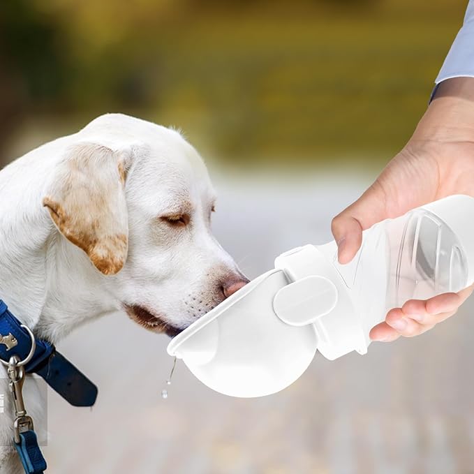 Pet Water Bottle for Dogs,Portable Dog Water Bowl Dispenser,Leak Proof Puppy Travel Bottle with Food Container for Outdoor Walking Hiking (19 OZ,White) - Image 3