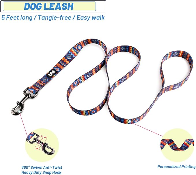 Dog Harness Leash Set Adjustable Heavy Duty No Pull Halter Harnesses for Small Medium Large Breed Dogs Back Clip Anti-Twist Perfect for Walking - Image 4
