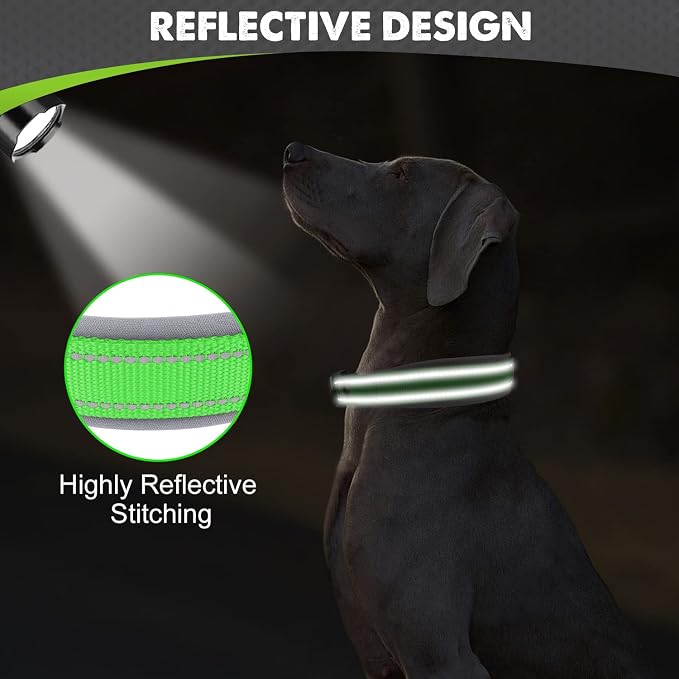 Joytale Reflective Dog Collar for XLarge Dogs with Wide Padding, Green | Soft Cushion Reduce Neck Strain, Night Safety Walking, Metal Buckle and Adjustable Eyelets, Separated Dog ID Tag Ring - Image 4