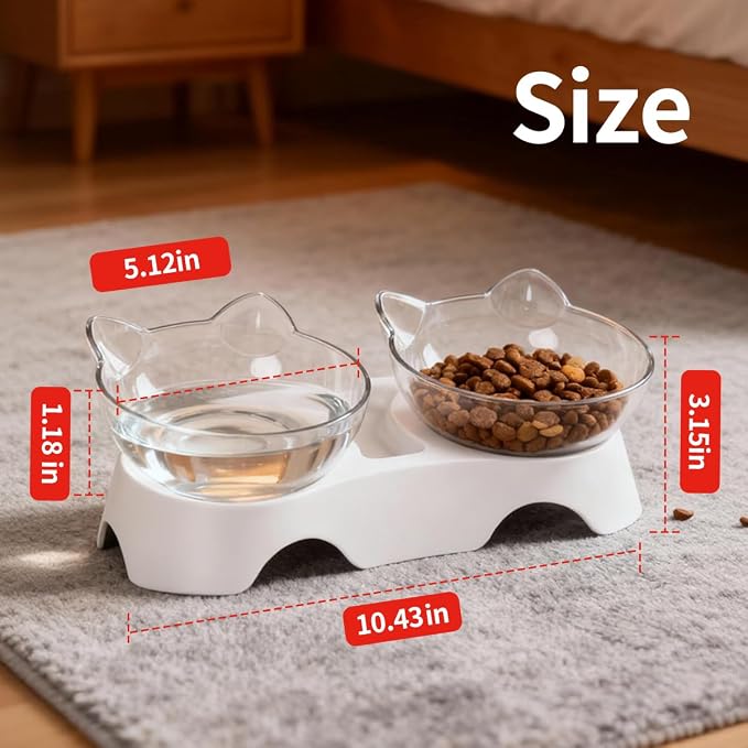 MILIFUN Cat Bowls, Cat Food Bowls Elevated Tilted, Anti Vomiting Kitty Bowl for Puppy and Bunny, Orthopedic for Indoor Cats. - Image 5