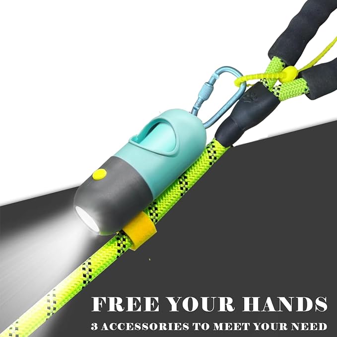 YUCHIYA Dog Poop Bag Holder Dispenser with LED Flashlight(Crystal Blue) | 100ft Ultra-Bright LED|Glow-in-the-Dark Avacado Clip|Metal Carabiner&Silicone Tether|15 Leak-Proof Scented Waste Bags - Image 3