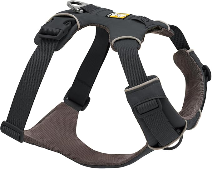 Ruffwear, Front Range Dog Harness, Reflective Soft Padded Everyday Harness with Dual Leash Clips, Adjustable and Lightweight Fit for Training or Walking for All Dogs, Basalt Gray, X-Small by RuffwearInc