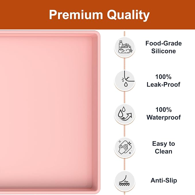 34" x 22" Extra Thick Silicone Mat Waterproof with Raised Edge, Pink | Under Sink Mat for Kitchen & Bathroom, Kitchen Cabinet Liner, Multi-Purpose for Storage & Protection - Image 2