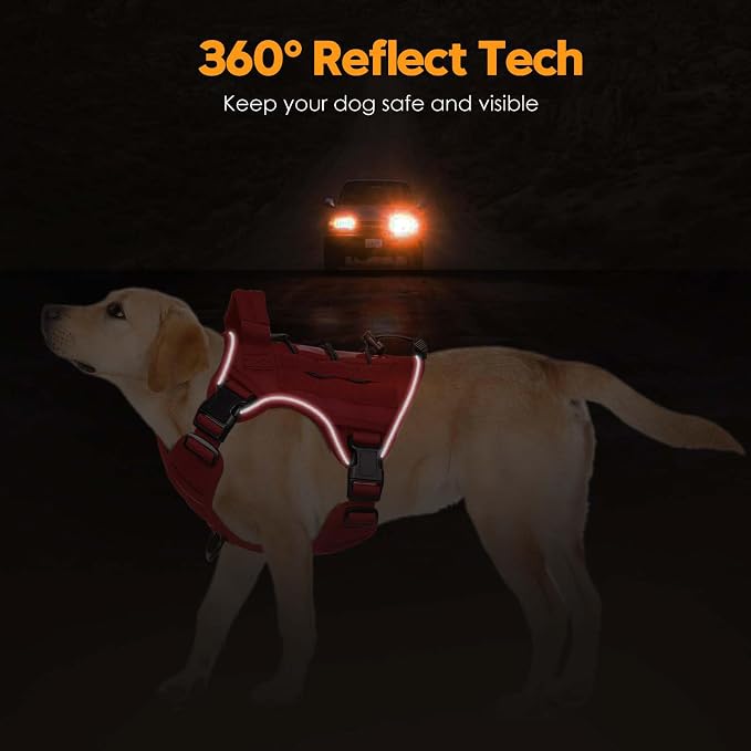 Heavy-Duty Tactical Dog Harness for Large Dogs, No Pull Adjustable Reflective Pet Vest with Molle System, K9 Military-Grade Control for Service Training, Outdoor & 10+ Breeds, Red, Medium - Image 5