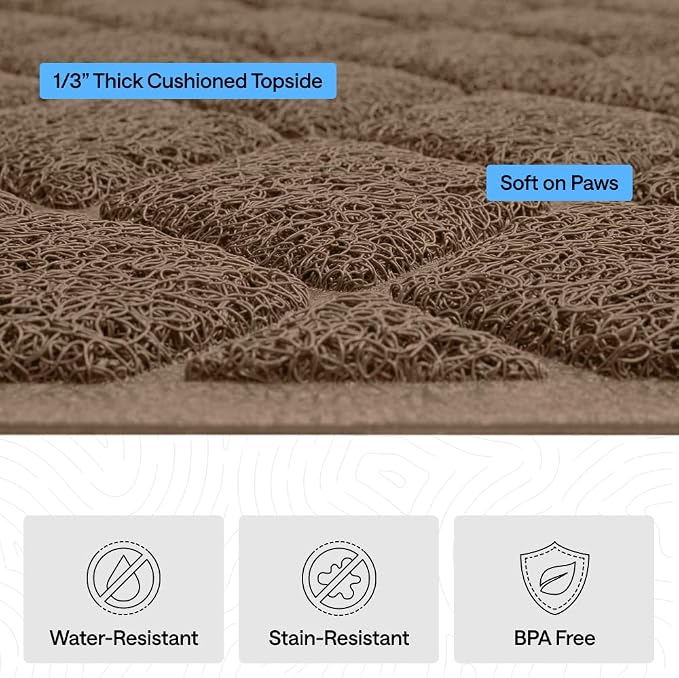 GORILLA GRIP Cat Litter Box Mat, 47x35, Cushioned Coil Mesh Litter Trapping Mats, Scatter Control Supplies for Less Mess, Phthalate Free, Ultra Deep Catch Grooves, Rinse or Vacuum to Clean, Brown - Image 5