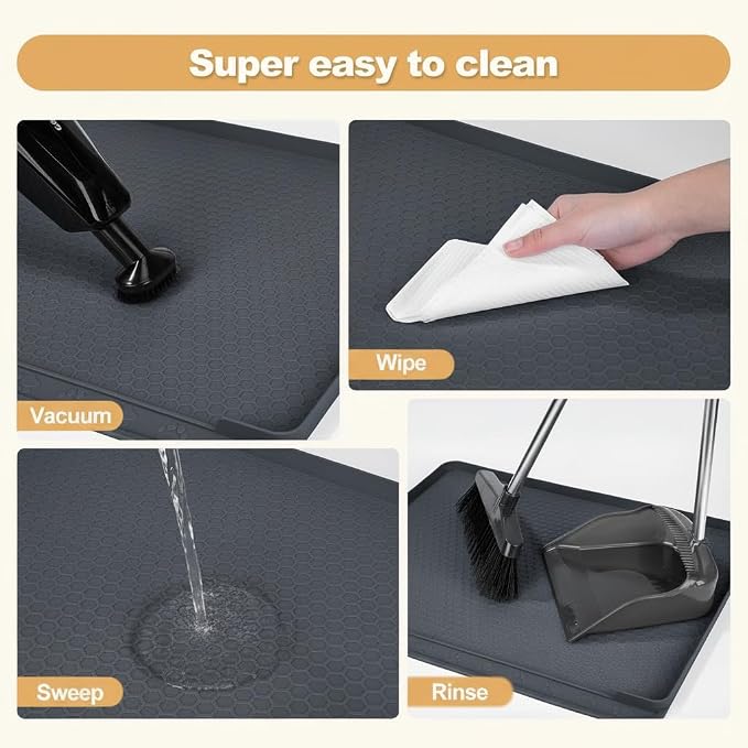 Cat Litter Mat, 24''x20'' Waterproof Silicone Litter Trapping Mat for Litter Box, Soft on Kitty Paws Non-Slip & Easy to Clean (Dark Grey) - Image 8