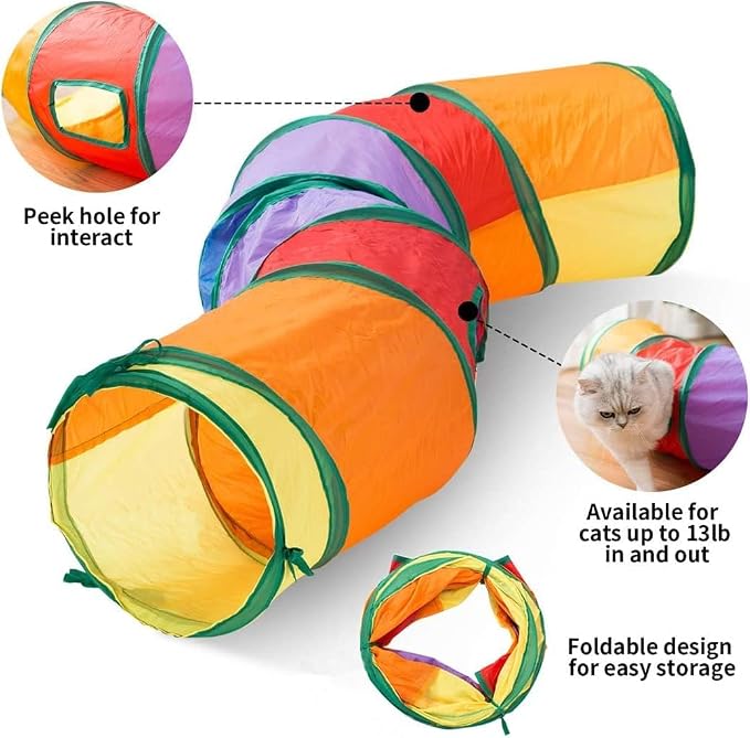Cat Tunnels for Indoor Cats, Interactive Peek-a-Boo Cat Chute Cat Tube Toy, Camouflage S-Tunnel - Image 3
