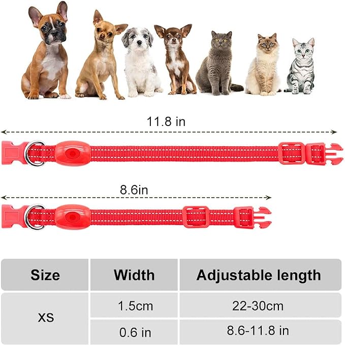 Light Up Dog Collar for Small Dogs, LED Dog Collar Rechargeable Safety Dog Lights, Fully Adjustable Glow in The Dark Puppy Collars for Night Walking & Camping (X-Small, Red) - Image 4