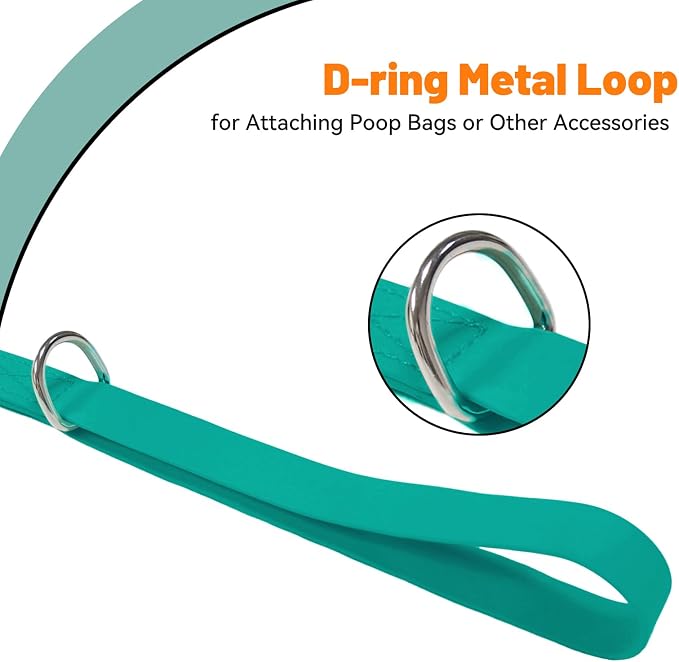 Waterproof Dog Leash, 5/6 FT Durable Odor-Proof Dog Leashes with Strong Metal Hooks Fits Small Medium or Large Dogs (Emerald Green, 5FT - 3/4 inch Width) - Image 3