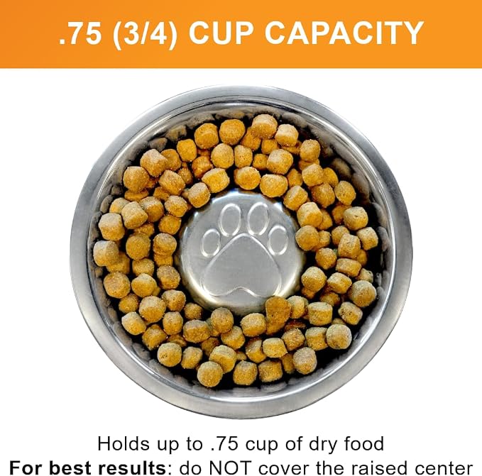 Neater Pet Brands Stainless Steel Slow Feed Dog Bowl for Fast Eating Small Breeds, Metal Slow Feeder Dog Bowl Fits in Cat & Small Neater Feeders, for Puppy or Dogs (< 15 lbs), 3/4 Cup Food Capacity - Image 2