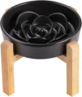 8.26 in Black Dog Bowl Slow Feeder Ceramic for Medium and Large Breed,Elevated/Raised Slow Feeding Dog Food Water Dish Heavy Weighted,Puppy Dish for Fast Eaters,Puzzle Eating Bowl Modern Maze by PetGettingMuchHeathier
