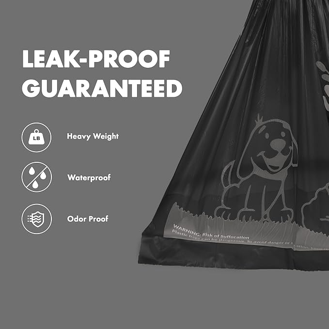 GORILLA SUPPLY Dog Poop Waste Bags with Dispenser and Leash Tie, 9" x 13", Black, 1000 Count - Image 5