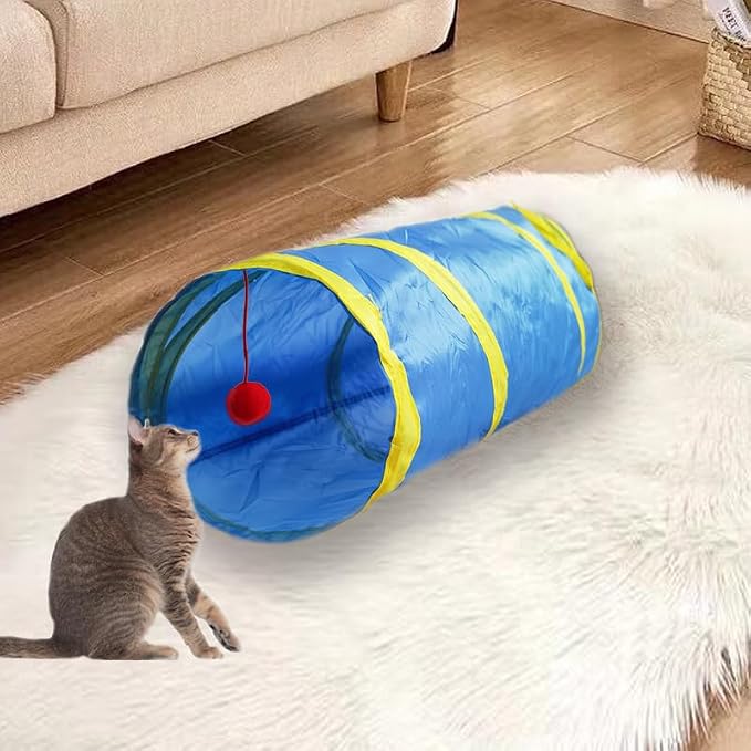 Cat Tunnel Tube Toys，Tunnels for Indoor Cats, 2 Way Collapsible Interactive Toy with Balls for Rabbits, Kittens, Ferrets, Puppy | Interactive Pet Crinkle Pop Up Tunnel with Balls Peek Hole Hideaway for Rabbits, Kittens, Ferrets, Puppy Playing & Exploring - Image 6