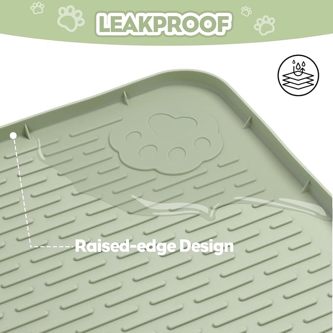 Kalolary Cat Litter Mats,40"x28"Extra Large Silicone Cat Mat for Litter Box | Easy to Clean Kitty Litter Trapping Mat, Soft on Kitty Paws, Waterproof, Urine-Proof Kittys Litter Mats for Floor,Green - Image 7