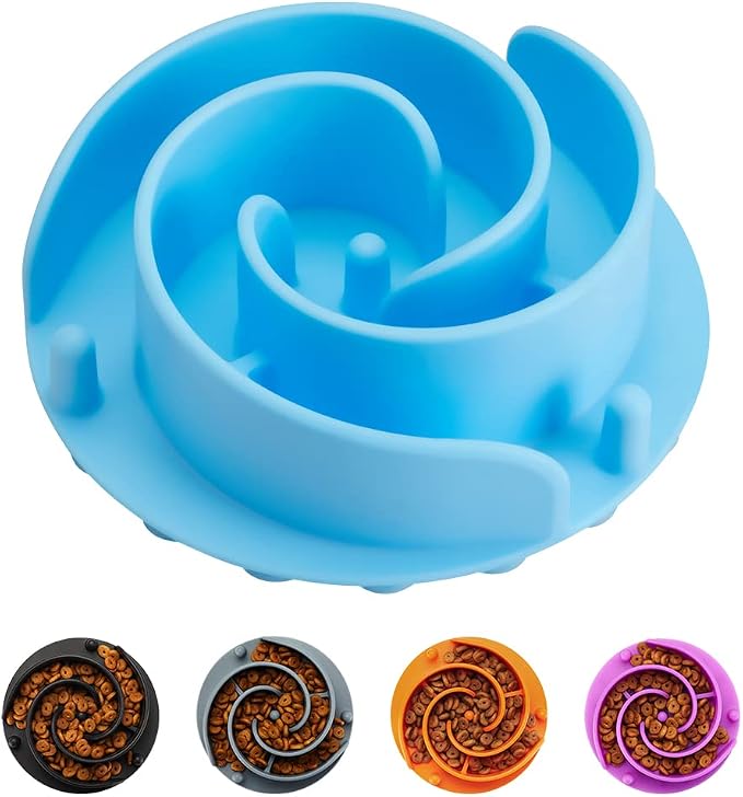 Slow Feeder Dog Bowls Insert, Animire Soft Silicone Slow Eating Dog Food Bowl for Small, Medium and Large Dogs, Compatible with Regular and Elevated Bowls by Animire