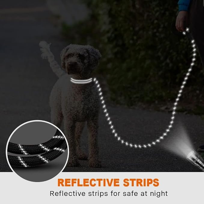 Taglory Rope Dog Leash for Small Medium Dogs, 6 FT Padded Handle, Black | Made of Climbing Rope, Reflective for Night Walks and Training, Comfortable Grip, Anti-tangle Swivel Clip, 3/8 inch - Image 5