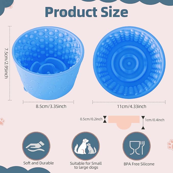 Dog Lick Bowl, Non-Slip Freeze Slow Feeder Small Medium, 1.6 Cup | Anxiety Relief & Distraction, Enrichment, Puzzle Feeder, BPA-Free Silicone, Dishwasher & Microwave Safe, for Dogs - Image 2