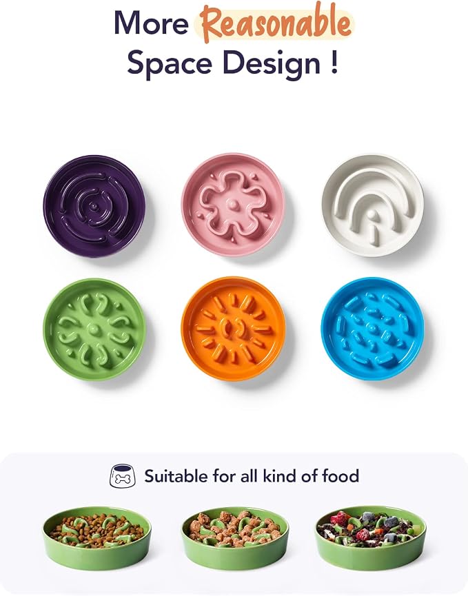 LE TAUCI Ceramic Slow Feeder Dog Bowls Small Breed, 0.6 Cups Dog Food Dish for Fast Eaters, Puzzle Bowl for Small Dogs and Cats,Clover Green - Image 9