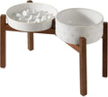 Havniva Raised Slow Feeder Dog Bowls, Elevated Dog Bowls Slow Feeder Set | 1.6 Cups Ceramic Dog Bowl Elevated with Acacia Wood Stand, Raised Dog Food Bowl, Puzzle Slow Feeder for Medium Dogs, Non-Slip by Havniva