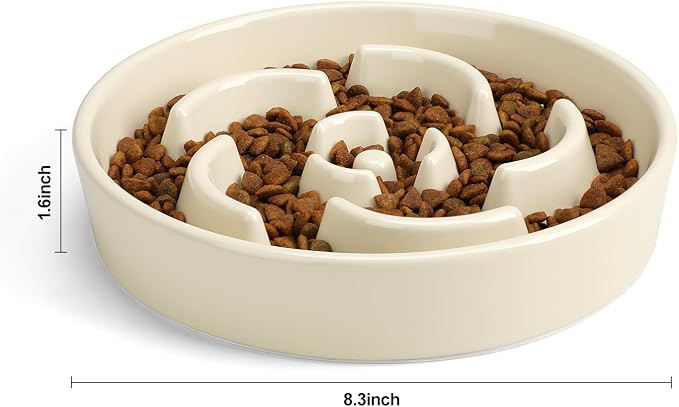 Ceramic Slow Feeder Dog Bowl, 2 Cups Maze Puzzle Dish to Slow Down Eating | Premium Ceramic Material with Anti-Slip Design, Suitable for Small, Medium and Large Breed Dogs Daily Feeding - Image 6