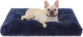 Bedfolks Waterproof Dog Crate Bed, Plush Dog Pad, 29"x21", Solid Dark Blue | Faux Fur Plush Cover, Zippered Removable Washable Outer, Waterproof Inner Lining, Non-Slip Base, Crate Pad and Dog Pillow by Bedfolks