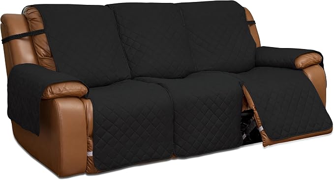 Easy-Going Reversible Couch Cover for 3 Seat Recliner Sofa, Black/Beige | Washable Sofa Slipcover For Dogs, Sofa Cover For Recliner, Furniture Protector Mat, Pet Friendly by Easy-Going