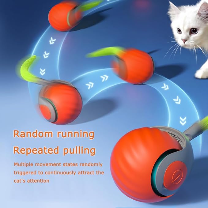 Speedy 2.0 Tail Cat Toys for Bored Indoor Adult Cats,2025 New Generation Interactive Cat Toys for Indoor Cats,Automatic Moving Ball with Tail,Cat, Orange - Image 5