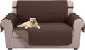 U-NICE HOME Loveseat Sofa Cover for 2 Cushion Couch, Chocolate/Taupe | 45''Loveseat Cover Washable, Pet Friendly, Elastic Straps, Water Repellent, Furniture Protector for 2 Cushion by U-NICEHOME