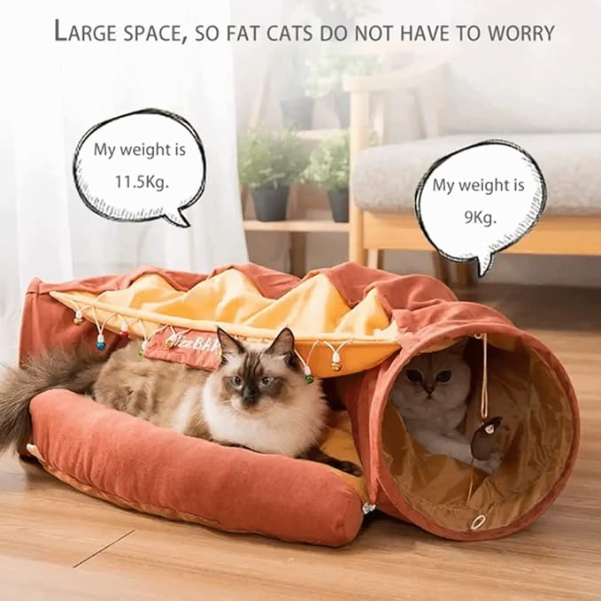 LEFTSTARER 2-in-1 Collapsible Cat Tunnel for Indoor Bed and Hideout - Pet Dog Rabbit Bunny Ferret Tunnel Tubes Toys with Removable Washable Mat, Tower Wheel Stuff - Image 2