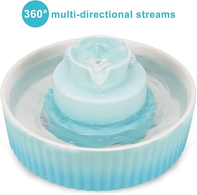 Wonder Creature Ceramic Cat Water Fountain, Stable Cupcake Design, 71oz | 2.1L Pet Fountain with Anti-Tip Ceramic Design, 2 Quiet Pumps, 360° Water Flow, 3 Filters for Cats and Dogs - Image 5