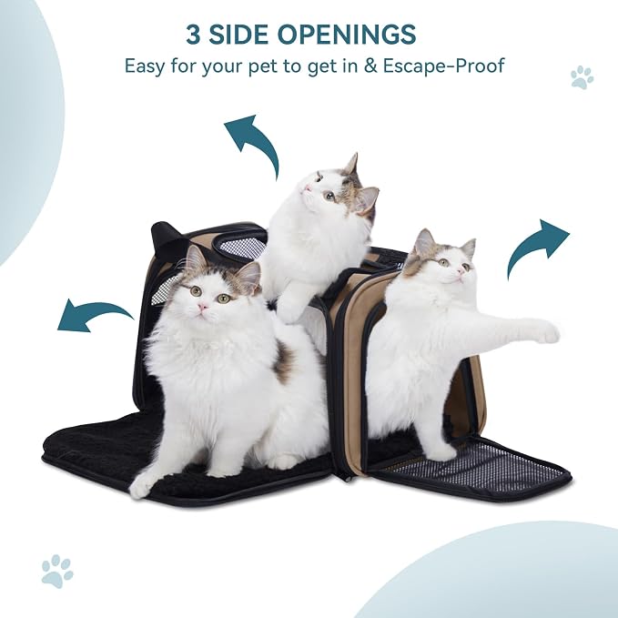 PETSFIT Pet Carrier for Cat, Small Dogs, Khaki - Image 6