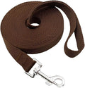Nylon Training Dog Leash for Small Medium Large Dogs, 15ft 20ft 30ft 50ft Long Leash Dog/Puppy Lead for Obedience Recall Training, Camping (1" x 50ft, Brown) by MANDAO