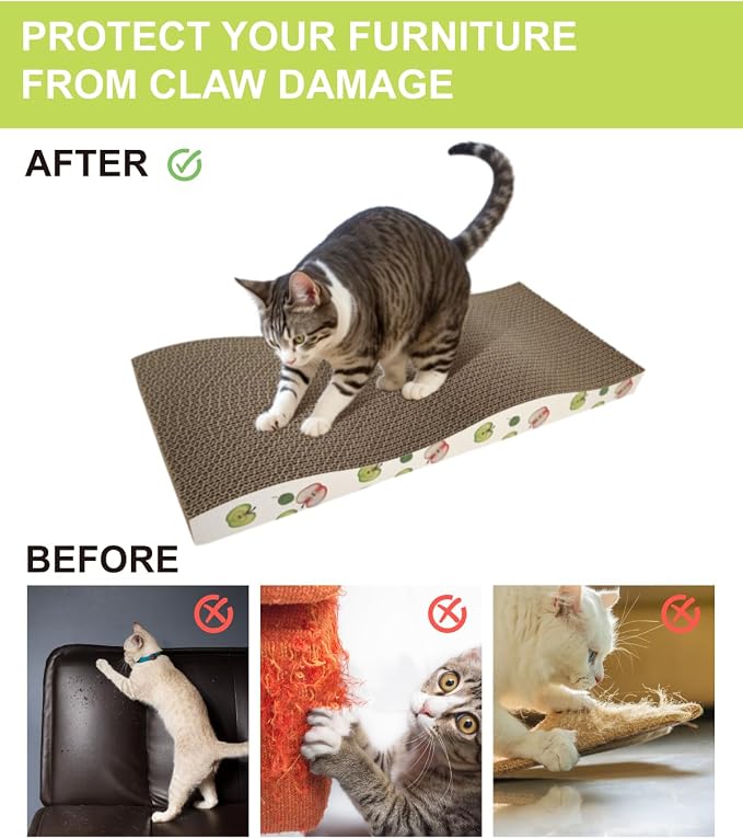 6 Pack Cat Scratching Board, Double-Sided Usability, with Catnip | Corrugate Cat Scratcher for Indoor Cats, Cat Scratch Pad with Premium Scratch Textures Design, Cardboard Cat Scratcher, 6pcs - Image 6