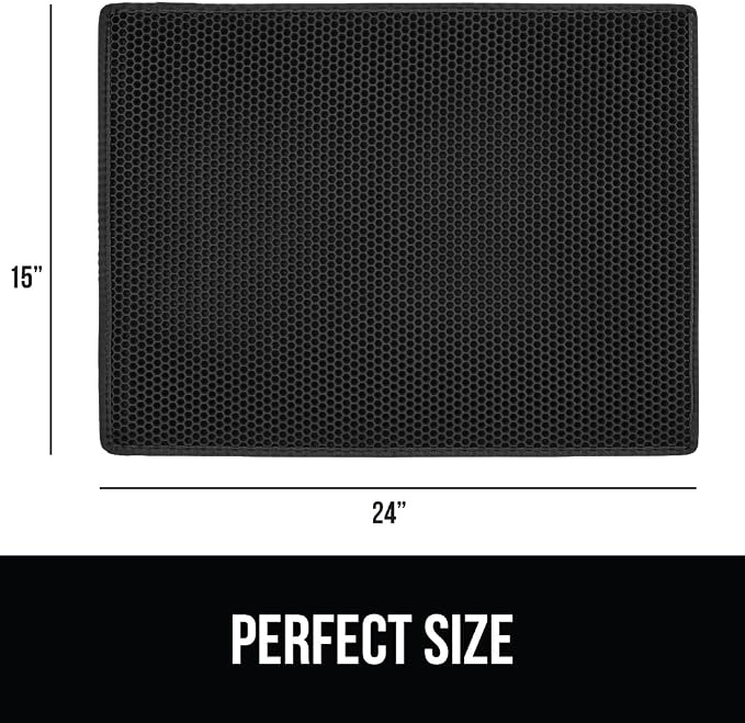 GORILLA GRIP Honeycomb Cat Litter Box Mat, Two Layer Trapping Waste Mats, Soft On Paws, Litter Box Supplies and Essentials for Indoor Cats, Traps Excess, Water Resistant for Floors, 24x15 Black - Image 7