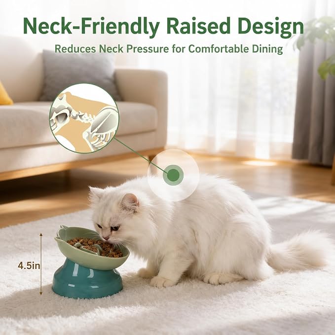 Ceramic Slow Feeder Cat Bowl, 15-Degree Tilted Non-Slip | Food-Grade Ceramic For Indoor Cats, 5.3 In Shallow Bowl, Whisker-Friendly, Dry And Wet Food, Dishwasher Safe - Image 4