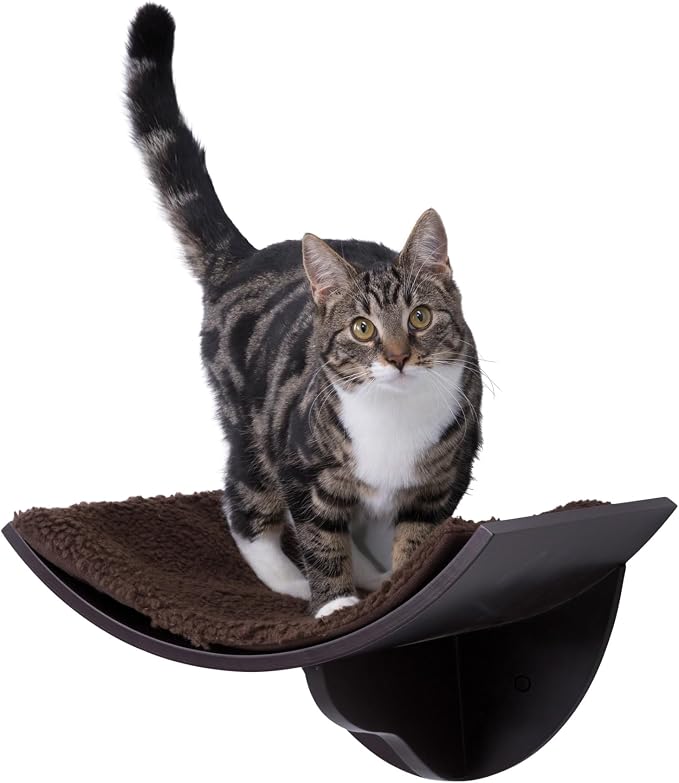 Trixie Lorena Cat Wall Mount Furniture - Elevated Cat Bed with Removable Pad, Raised Climbing Bed - Brown - Image 4