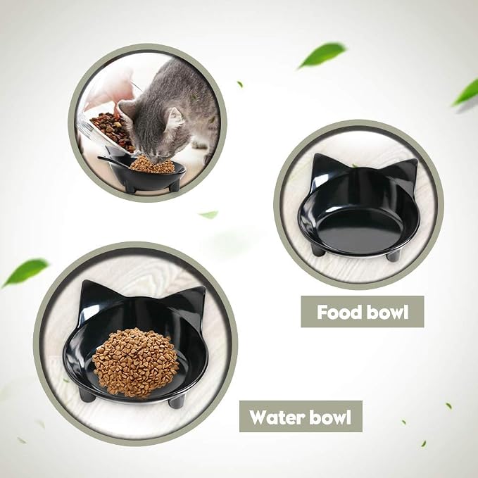 Cat Food Bowls 2 Pack Non-Slip Shallow Wide Whisker Friendly for Indoor Pet | 2 Pack Food Grade Safe Feeding Dishes for Kittens, Puppies & Rabbits, Easy Clean, Relieves Whisker Fatigue for Food & Water - Image 4