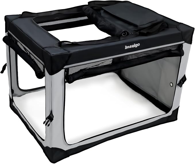 Collapsible Dog Crate, Portable Soft Dog Crate with Fleece Bed for Medium Dog, Folding Travel Carrier Kennel with 3-Door Mesh Windows for Indoor &Outdoor - Image 2