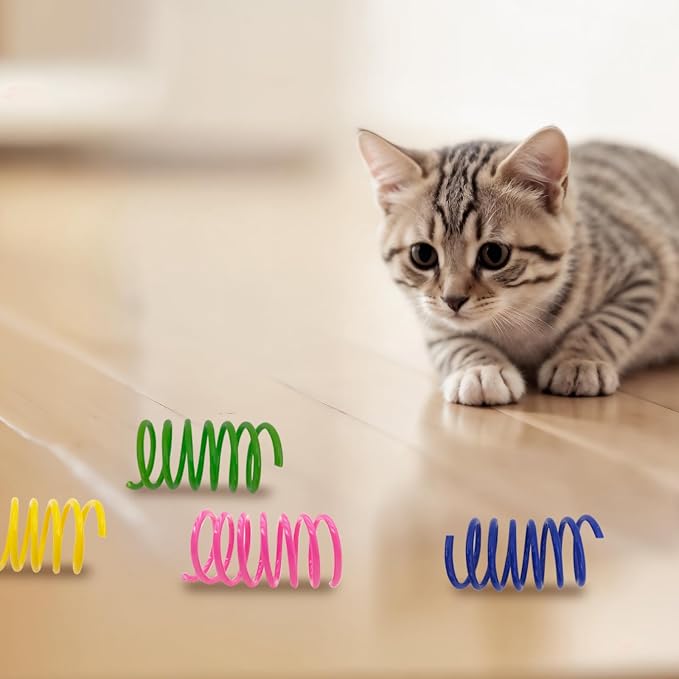 Cat Spring Toys 90 Pack, Interactive Toys for Kittens to Swat, Bite & Hunt, Colorful Durable Plastic Spiral Springs for Indoor Cats - Image 7
