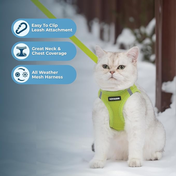 Voyager Step-in Air Cat Harness & Leash Set - Lime Green, M | 15 - 17" in Chest, Reflective Bands, All Weather Breathable Air Mesh, Cats Compatible, Fast Drying - Image 2