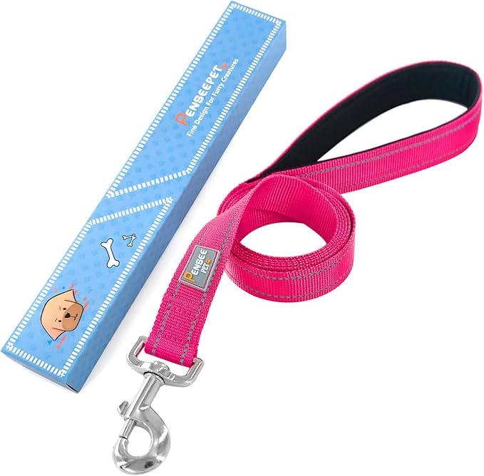 6 FT Basic Dog Leash for Small Dogs,Hot Pink | Padded Handle,Metal D-Ring,Heavy Duty Nylon Webbing, for Walking & Training - Image 6