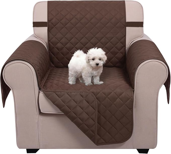 U-NICE HOME Reversible Recliner Chair Covers, Chocolate | 23''Armchair Cover for dogs Washable, Pet Friendly, Elastic Straps, Water Repellent, Diamond Quilted by U-NICEHOME