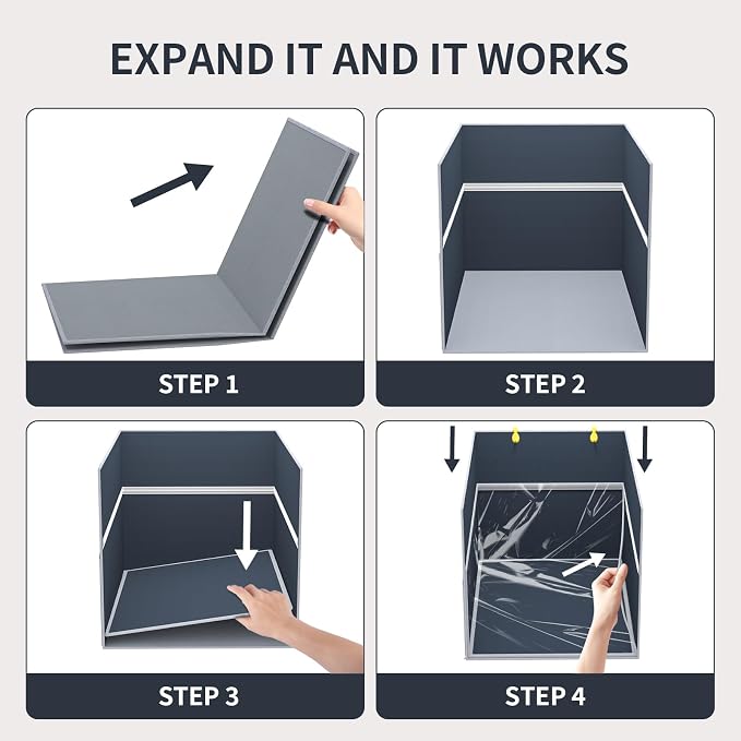 Aokeyee 2PCS Cat Litter Box Enclosure Splash Guard, Gray Waterproof | 27.16x21.65x16.53, Removable PVC Mat with 2 Hooks, Foldable Anti-Leakage Dust Control - Image 6