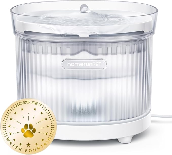 Homerunpet Cat Water Fountain with Wireless Pump, Ultra Quiet Pet Fountain | BPA-Free, Detachable Design Easy to Clean Pet Water Fountain Indoor, Filter Included, 2L/68oz by Homerunpet